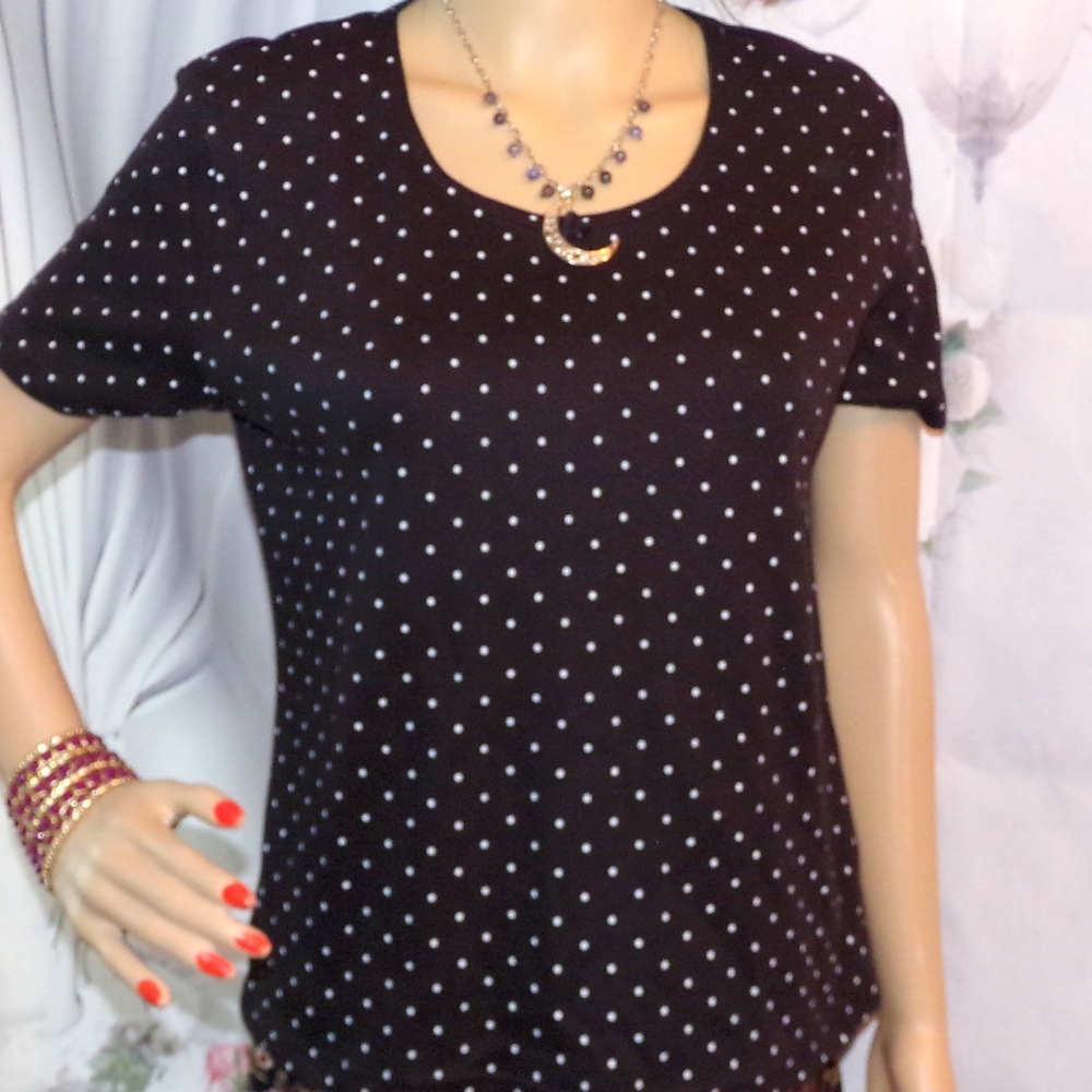 Karen Scott Top Blouse Polka Dot Size S